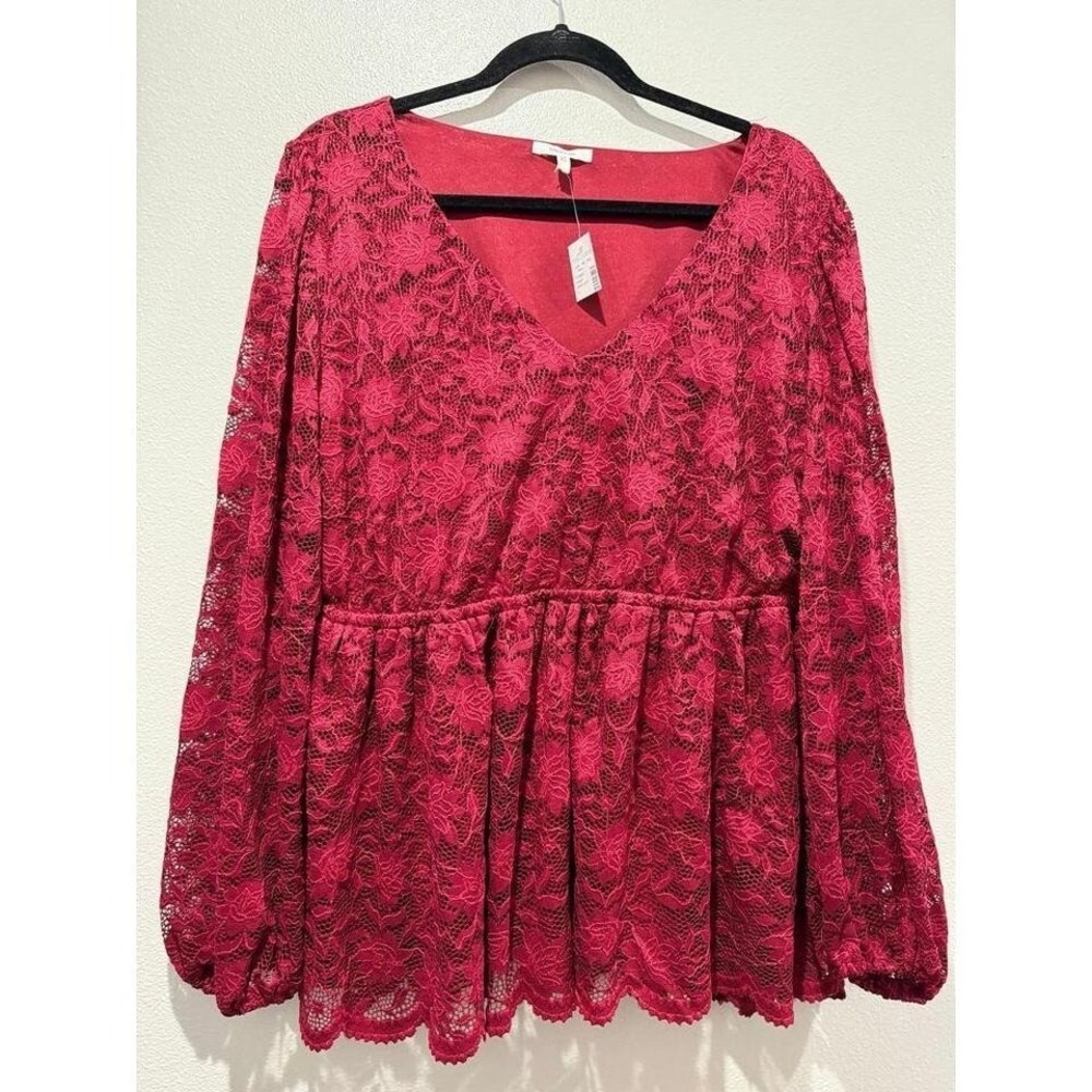 Maurices Peplum Lace Holiday Blouse